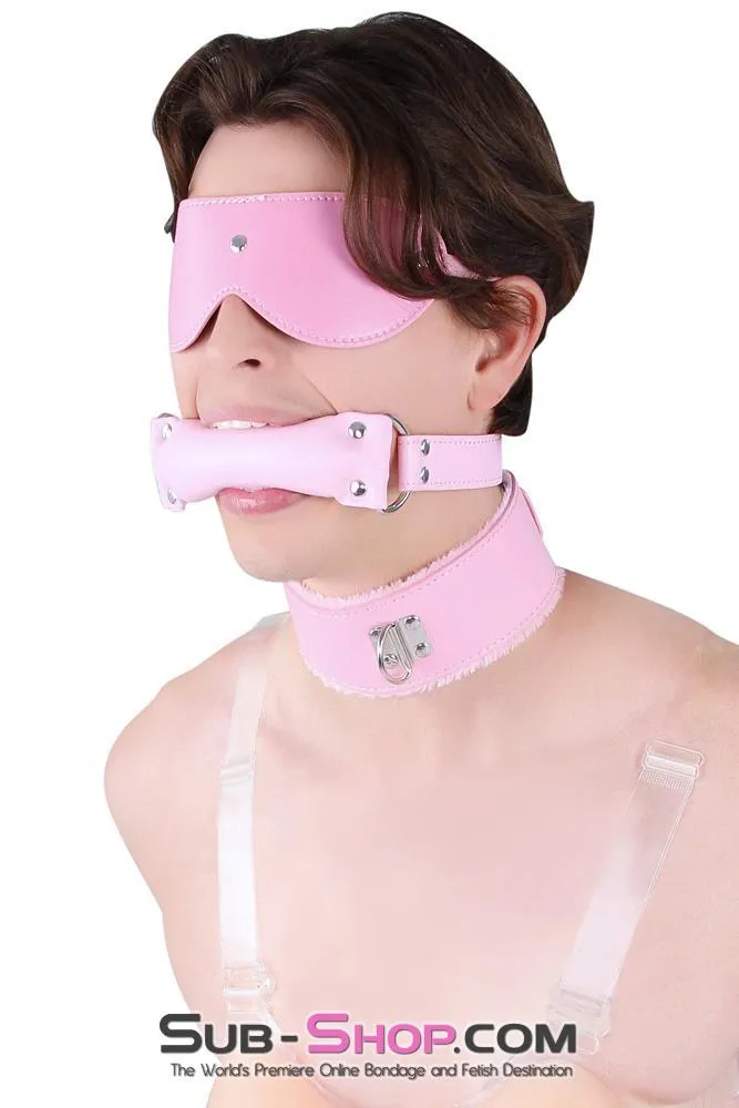 0536LT-SIS      Pink Furry Sissy Training Bondage Pretty Sissy Boi Slave Collar & Leash Set