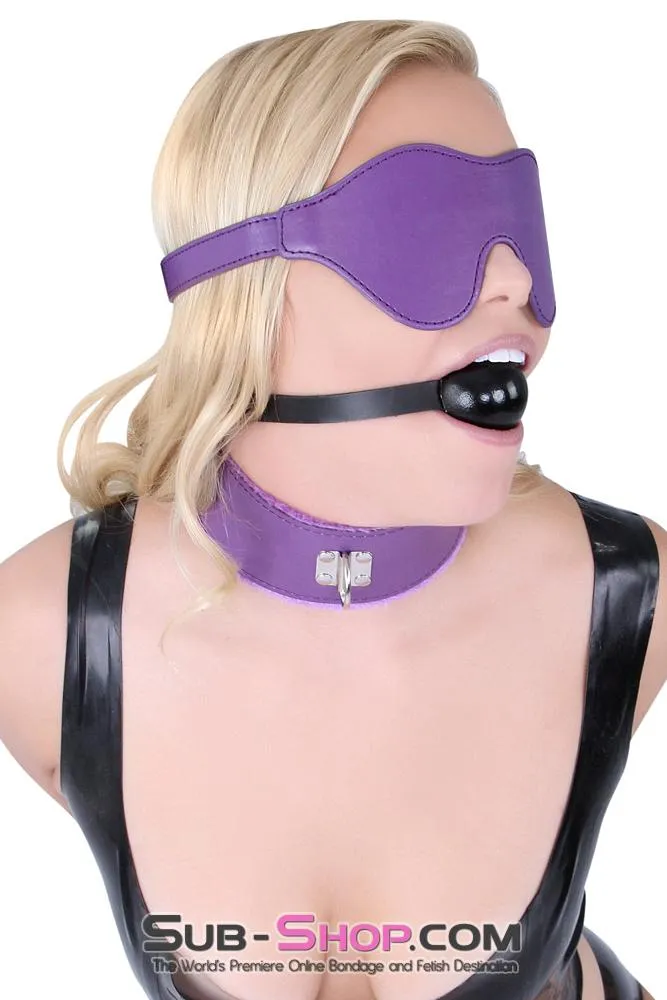 0540MQ-SIS      Sissy Boi Accessory Sensual Submission Purple Fur Lined Collar with Dominant Female Matching Bondage Leash