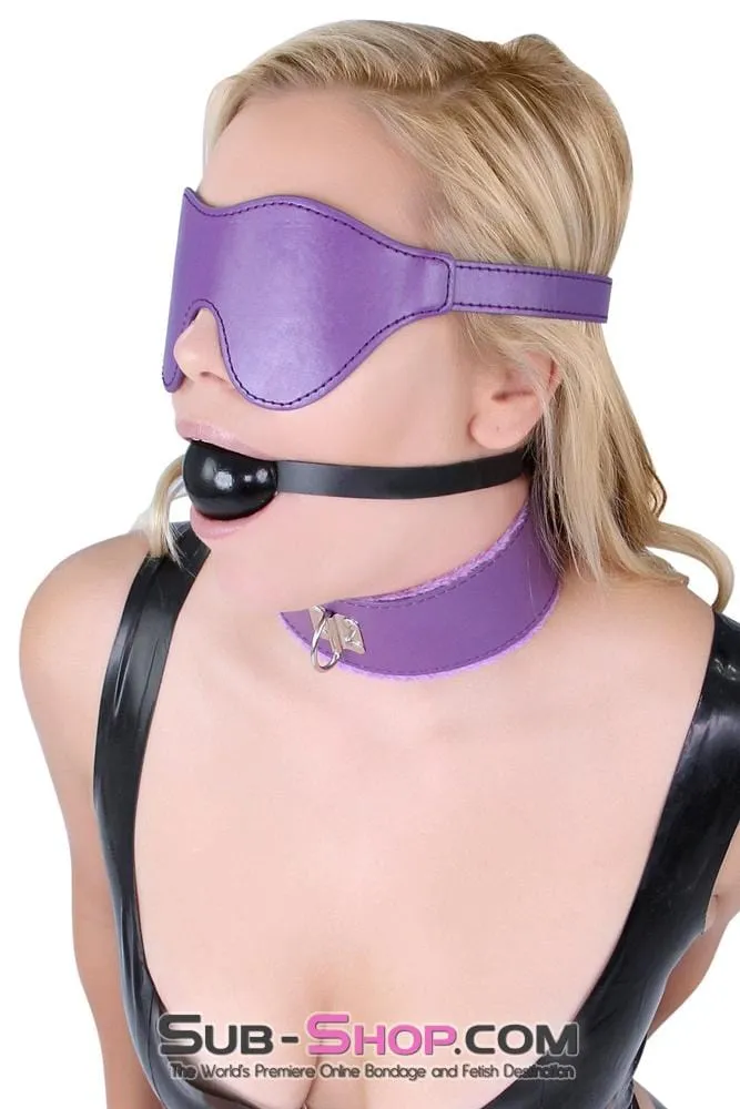 0540MQ-SIS      Sissy Boi Accessory Sensual Submission Purple Fur Lined Collar with Dominant Female Matching Bondage Leash