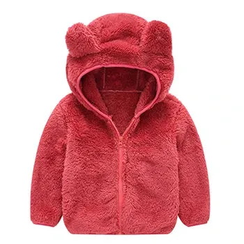 1 2 3 4 Years Girls Plush Jacket Autumn Winter Keep Warm Fur Baby Coat Christmas Windproof Outerwear Birthday Gift Kids Clothes