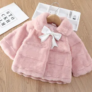 1 2 3 4 Years Girls Plush Jacket Autumn Winter Keep Warm Fur Baby Coat Christmas Windproof Outerwear Birthday Gift Kids Clothes