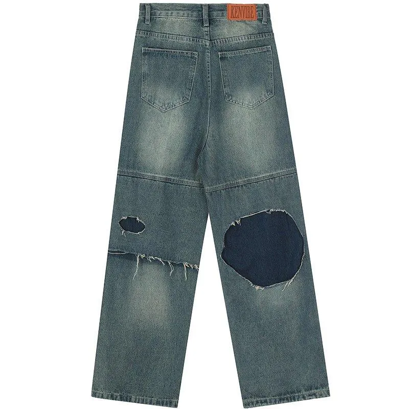 1984 Distressed Jeans Contrast Patches