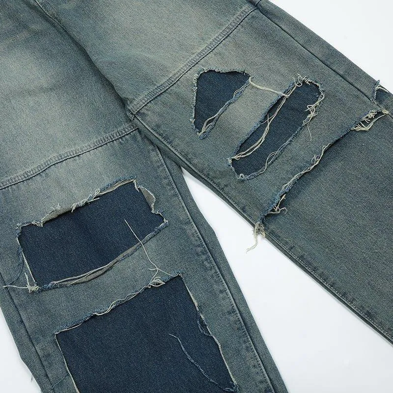 1984 Distressed Jeans Contrast Patches