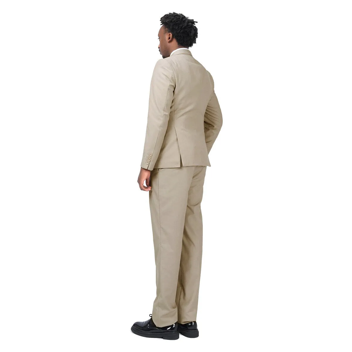 3-Piece One Button Formal Suit Beige Suit