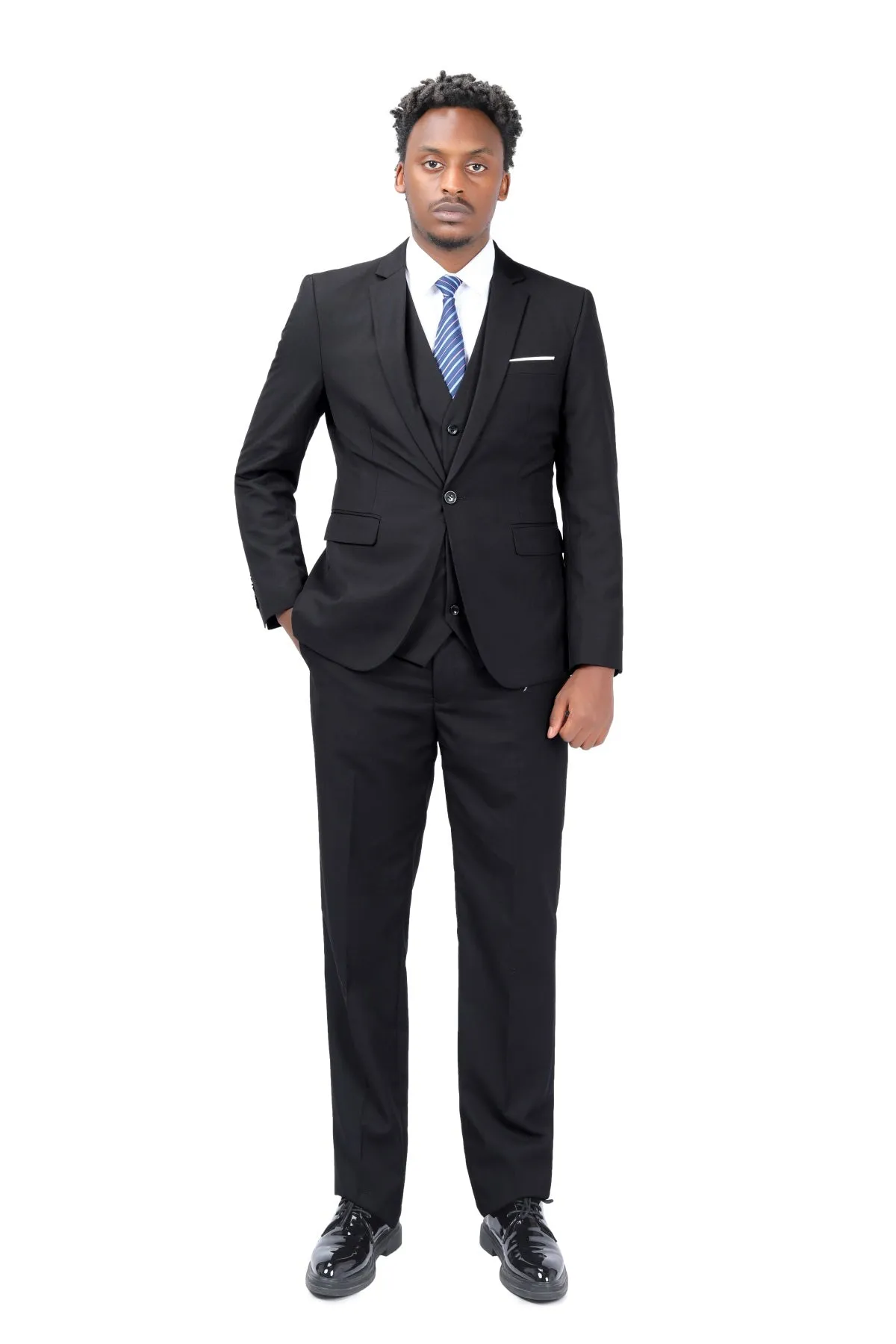 3-Piece One Button Formal Suit Black Suit