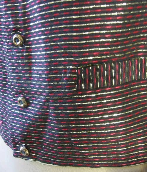 50s Men's Vest Vintage Waistcoat Gold Red Black 60s Metallic Holiday Festive M/L VFG