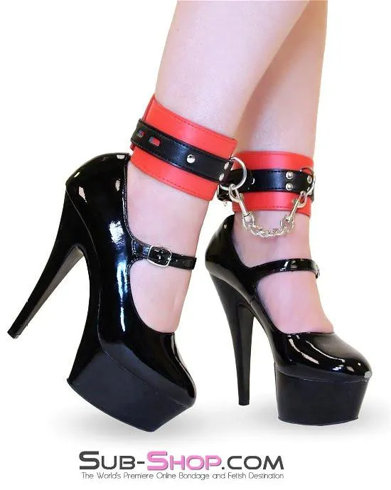 8971DL      Led Into Temptation Locking Ankle Cuffs with Connection Chain