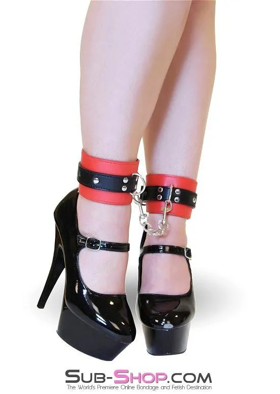 8971DL      Led Into Temptation Locking Ankle Cuffs with Connection Chain