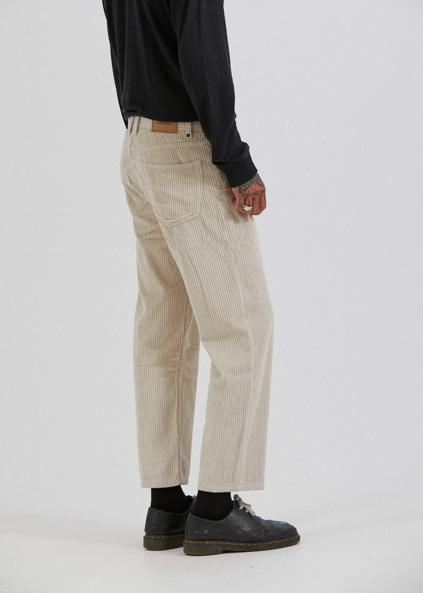 Afends Mens Ninety Twos - Corduroy Relaxed Fit Jeans - Macadamia