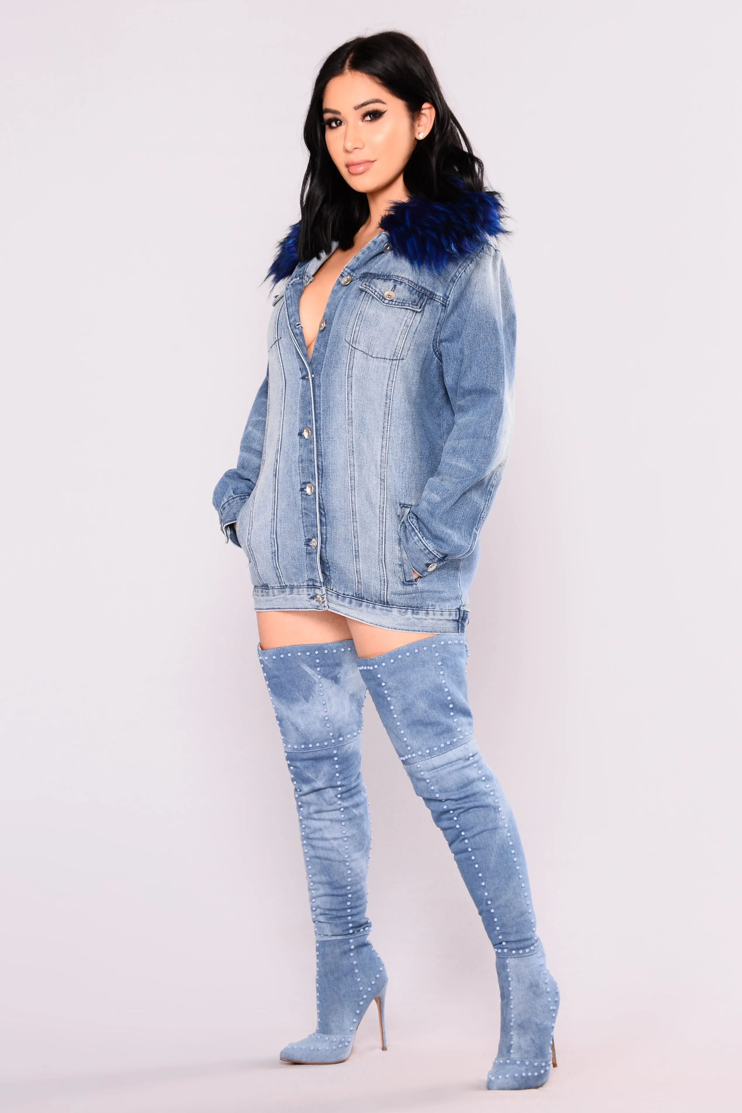 Alessandra Oversized Denim Jacket - MediumWash/Blue