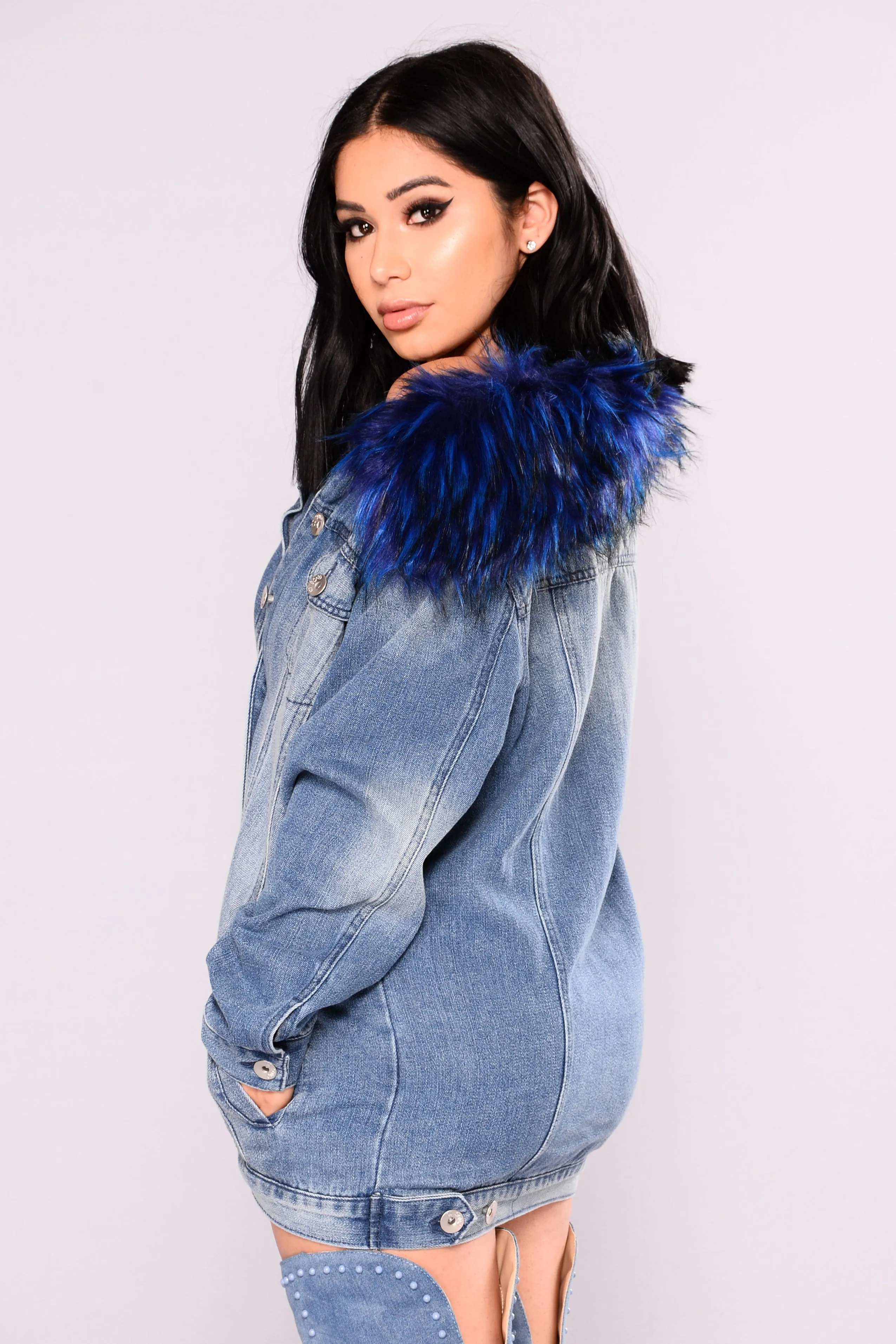 Alessandra Oversized Denim Jacket - MediumWash/Blue