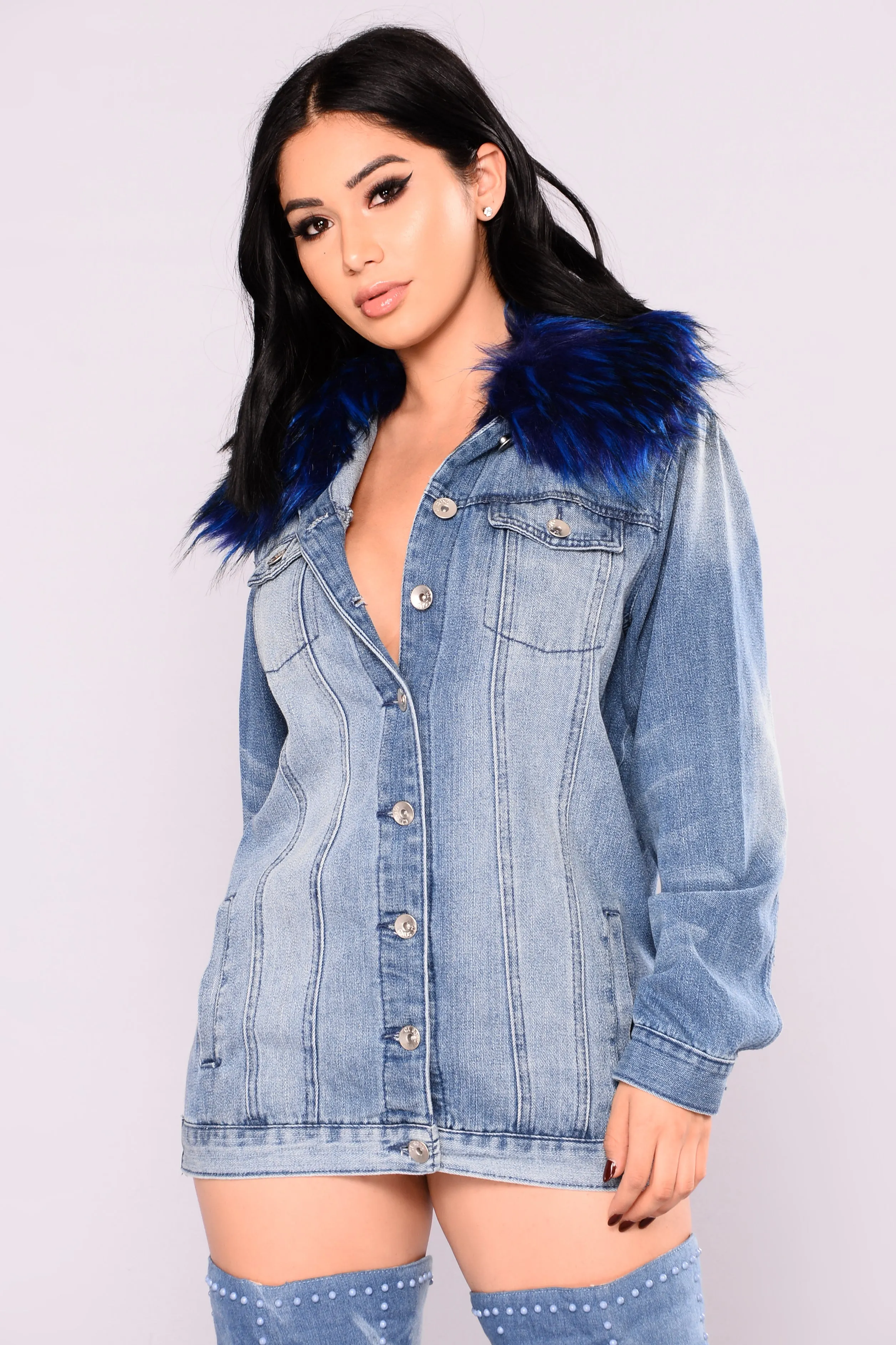 Alessandra Oversized Denim Jacket - MediumWash/Blue