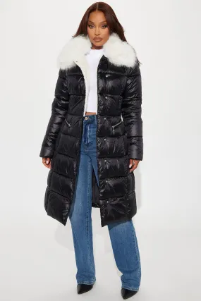 All Cozied Up Shearling Puffer - Black