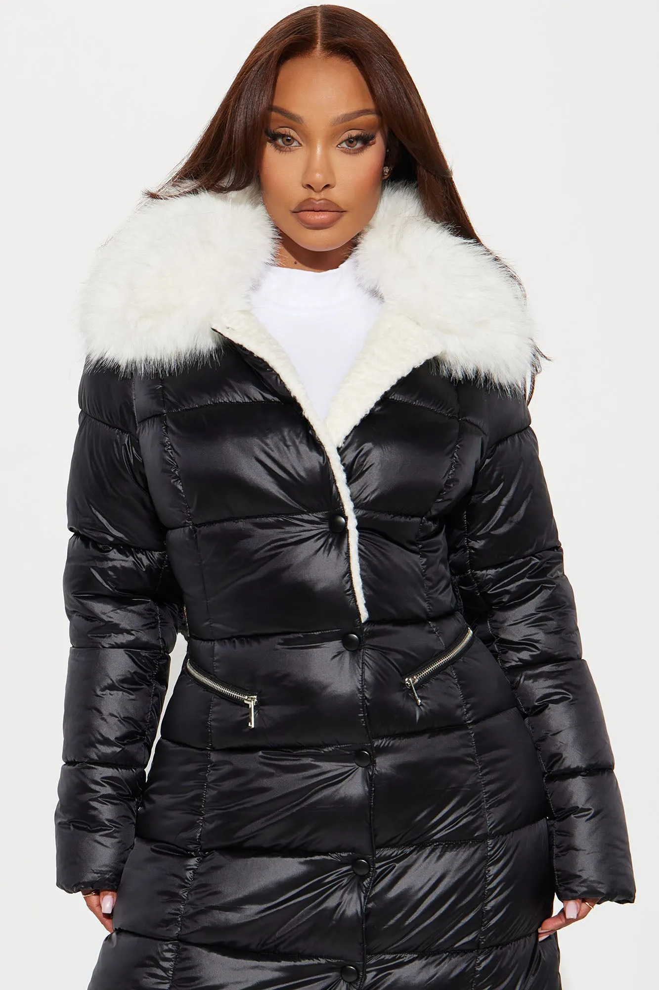 All Cozied Up Shearling Puffer - Black