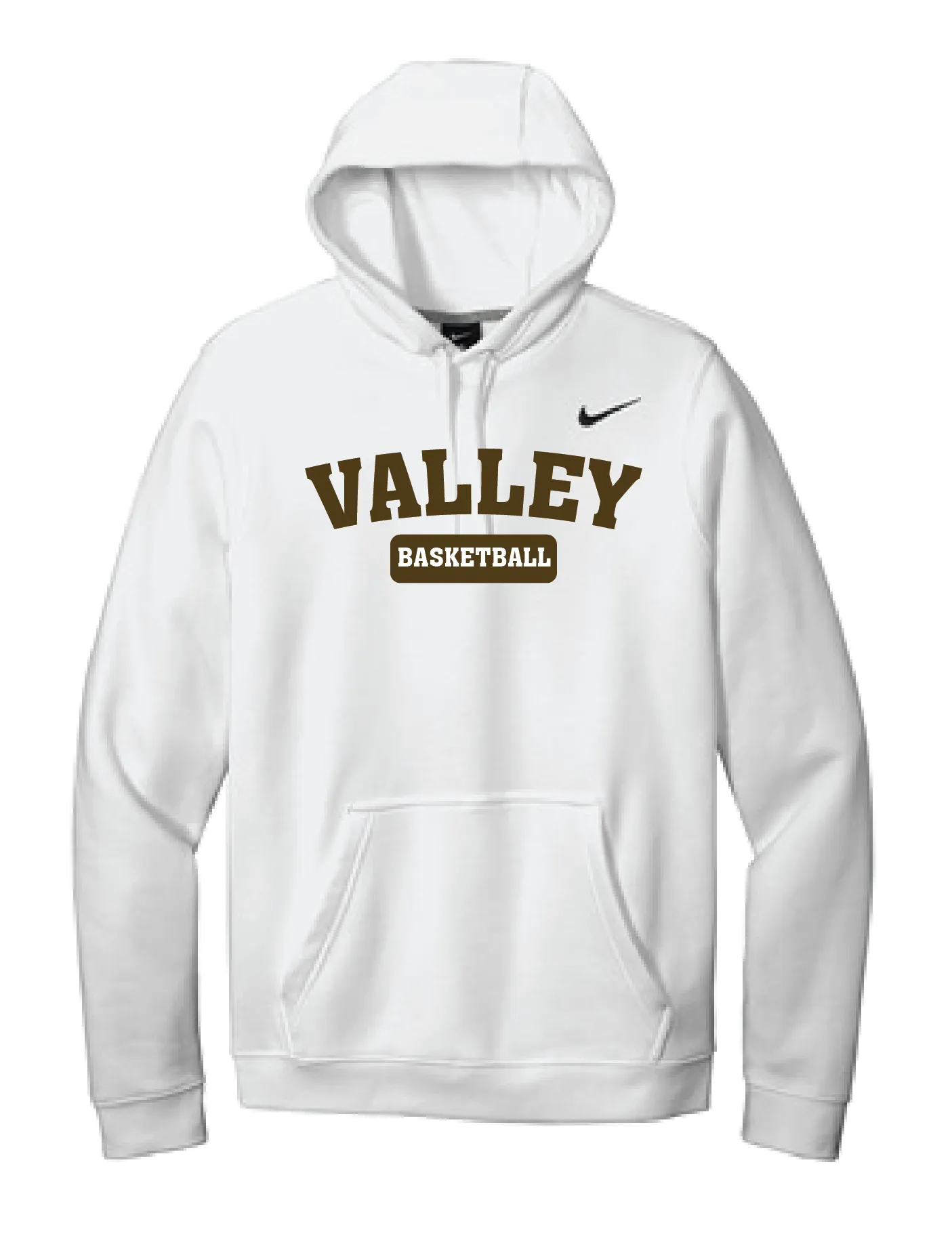 Apple Valley Basketball - White Nike Club Fleece Pullover Hoodie - Valley Appliqué