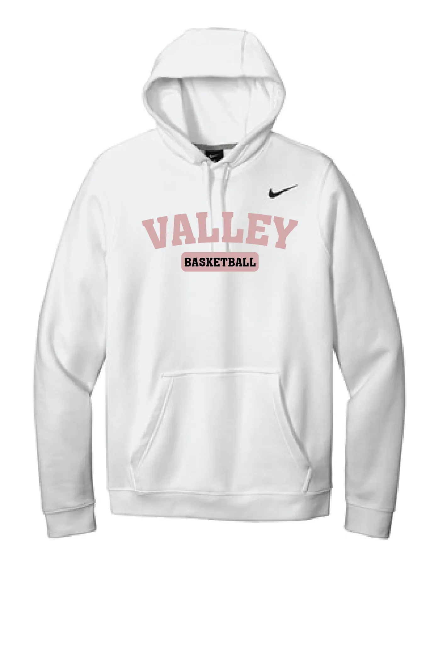 Apple Valley Basketball - White Nike Club Fleece Pullover Hoodie - Valley Appliqué