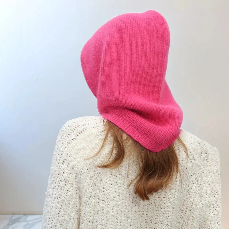 Autumn Winter Balaclava Women Fashion Solid Color Drawstring Hat