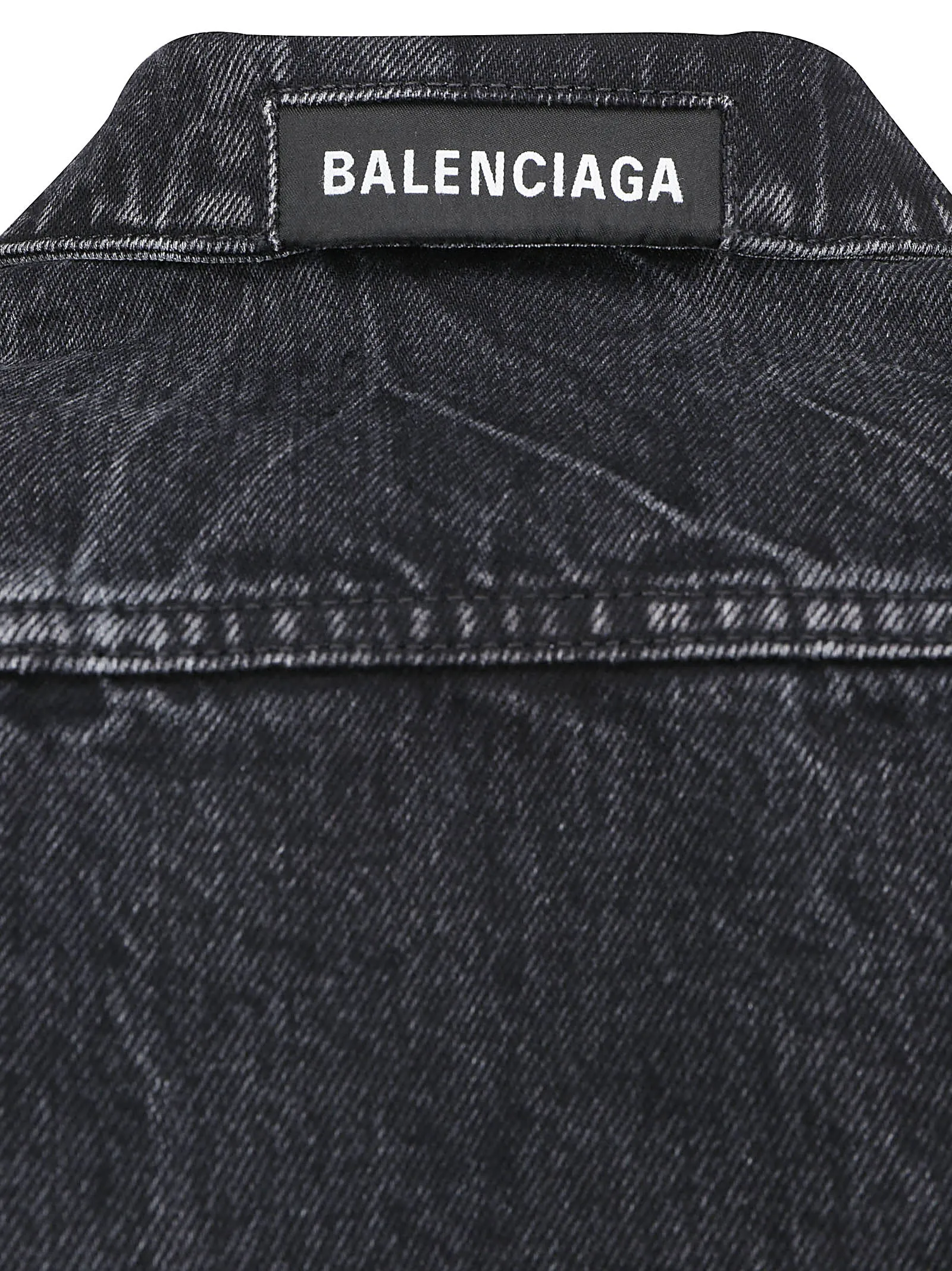 Balenciaga Logo Cropped Denim Jacket