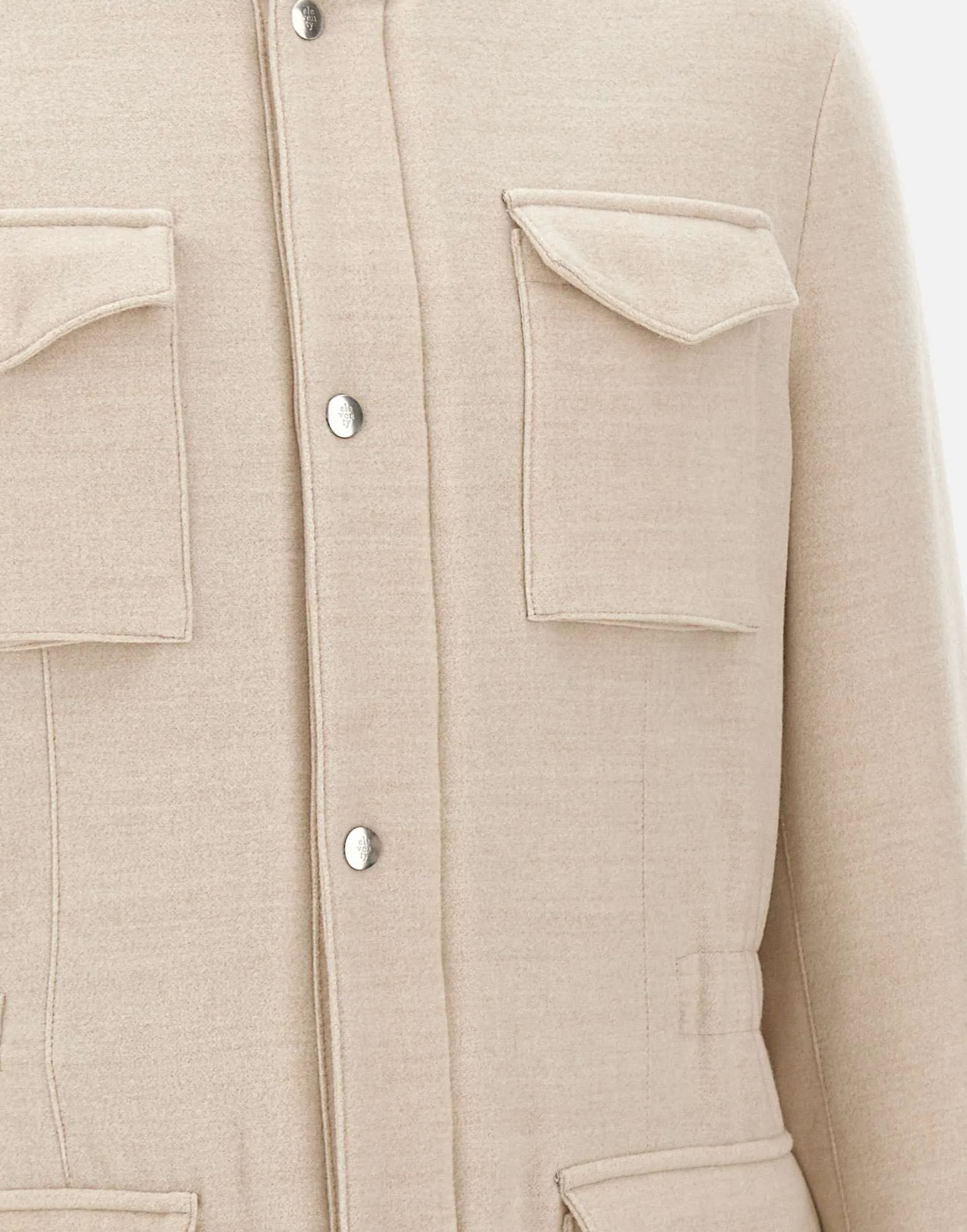 Beige Wool Jacket with Lamb Fur