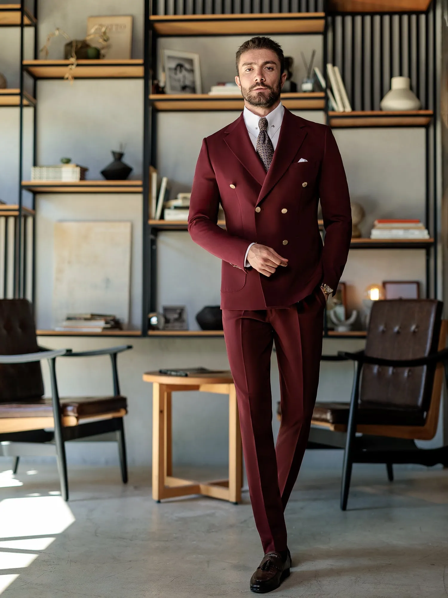 Bordeaux Double Breasted Suit 2-Piece