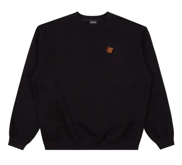 Bronze 56k B Logo Embroidered Crewneck Sweater - Black