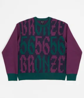 Bronze 56K Old E Crewneck Sweatshirt - Purple / Teal