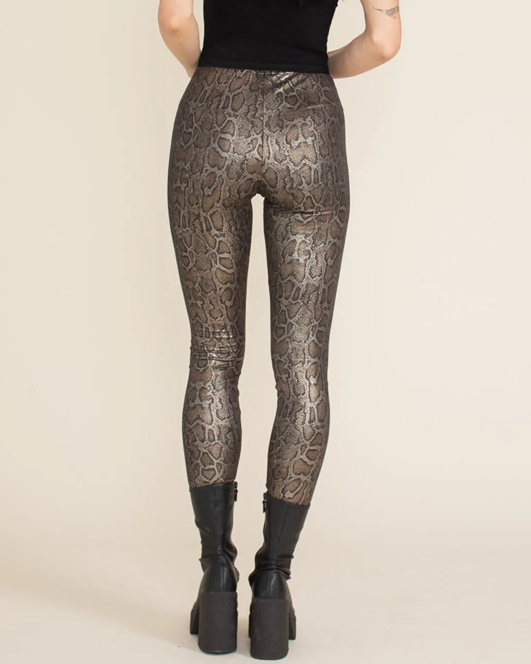 Bronze Python Foil Leggings | Women's