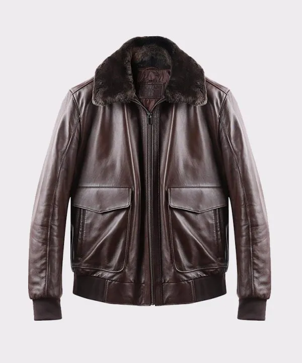 Brown Lambskin Aviator Flight Pilot Jacket