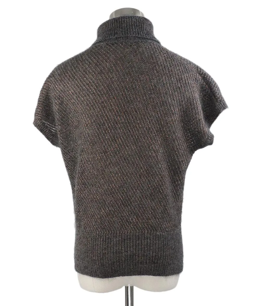 Brunello Cucinelli Grey & Bronze Mohair Turtleneck Sweater sz 4