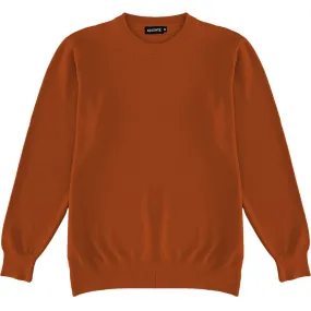 Burnt Orange Mens Knit Classic Crew Neck Sweater