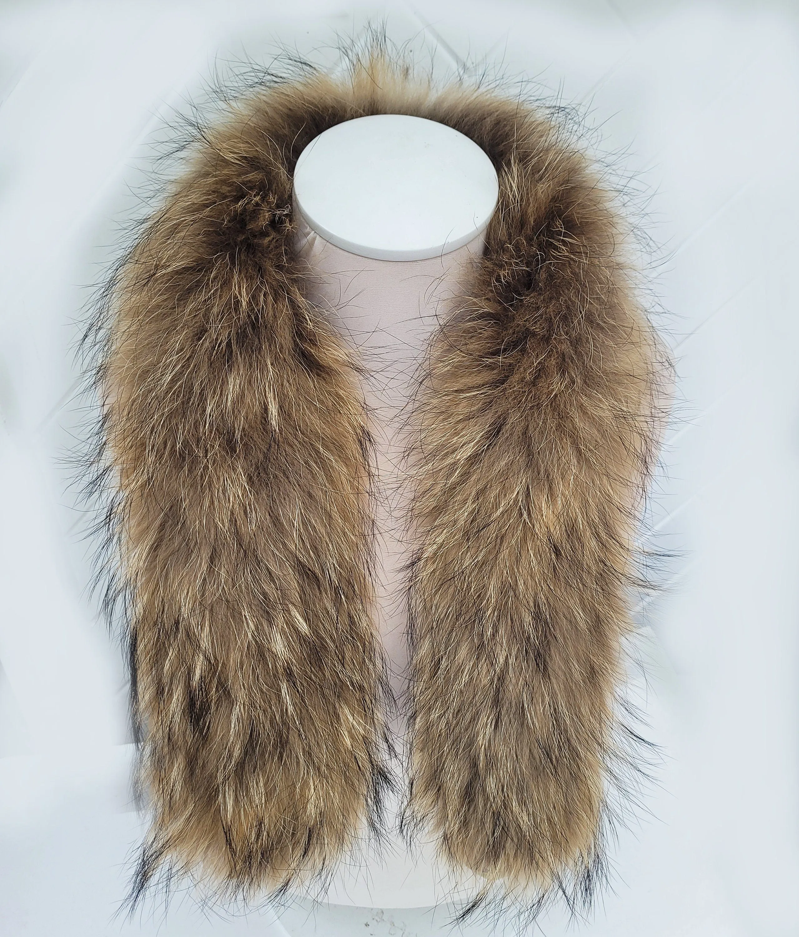 BY ORDER, 70 cm Real Finnish Raccoon Fur Collar, Fur Trim for Hoodies, Raccoon Fur Collar, Fur Scarf, Fur Ruff, Raccoon Fur Hood, Real