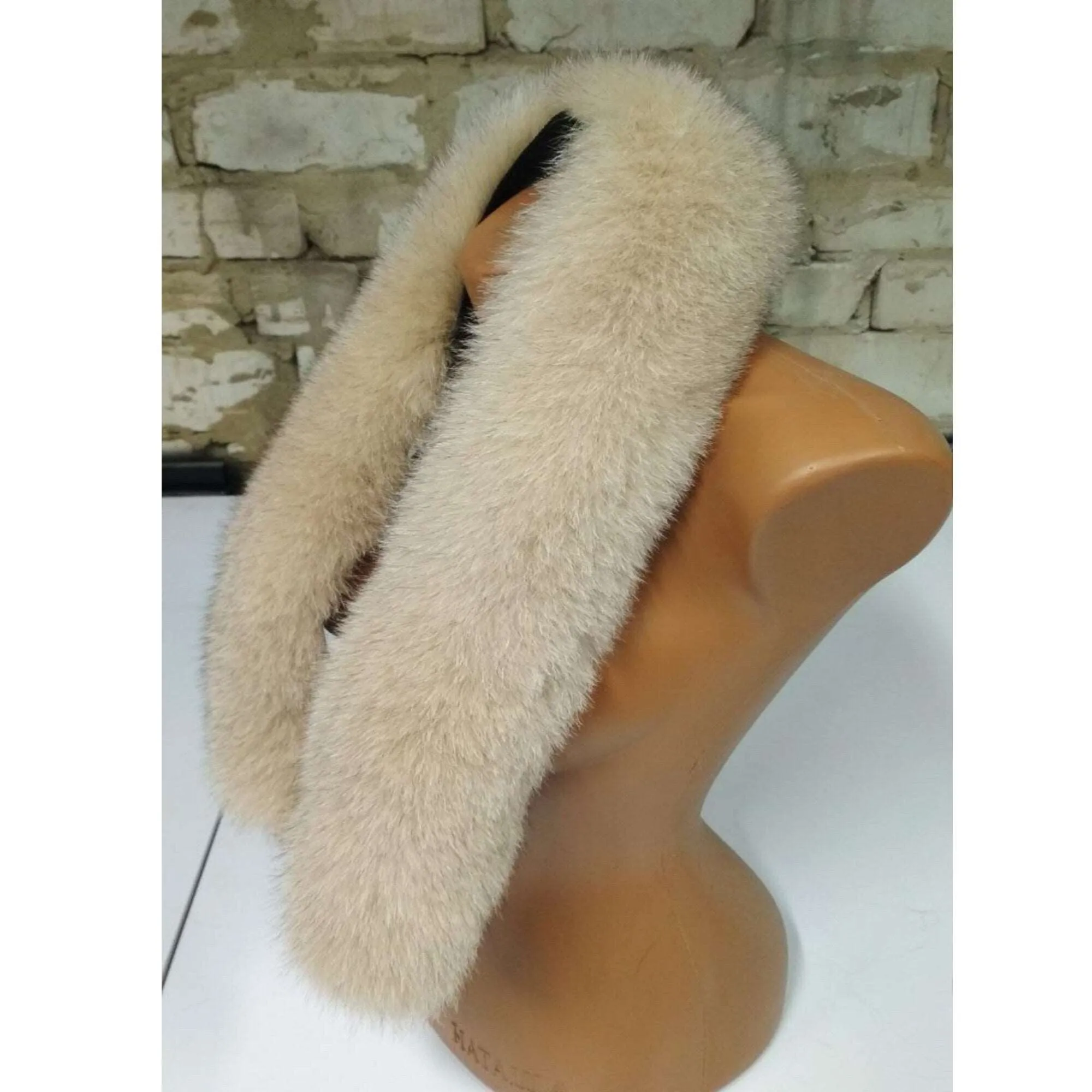 BY ORDER (not Tail) XL Extra Large Real Fox Fur Trim Hood, Fur collar trim, Fox Fur Collar, Fur Scarf, Fur Ruff, Fox Fur Hood, Beige Fur