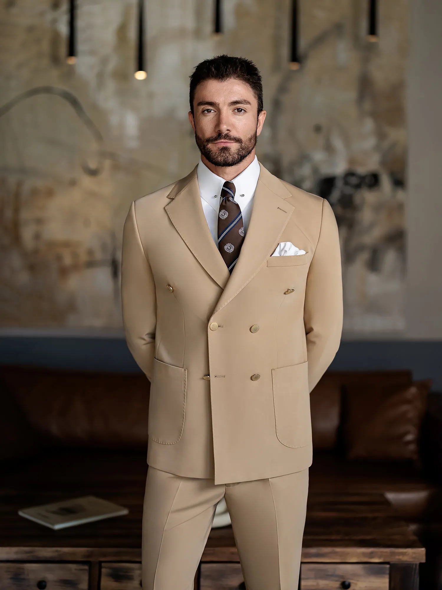 Camel Double Breasted Suit 2-Piece