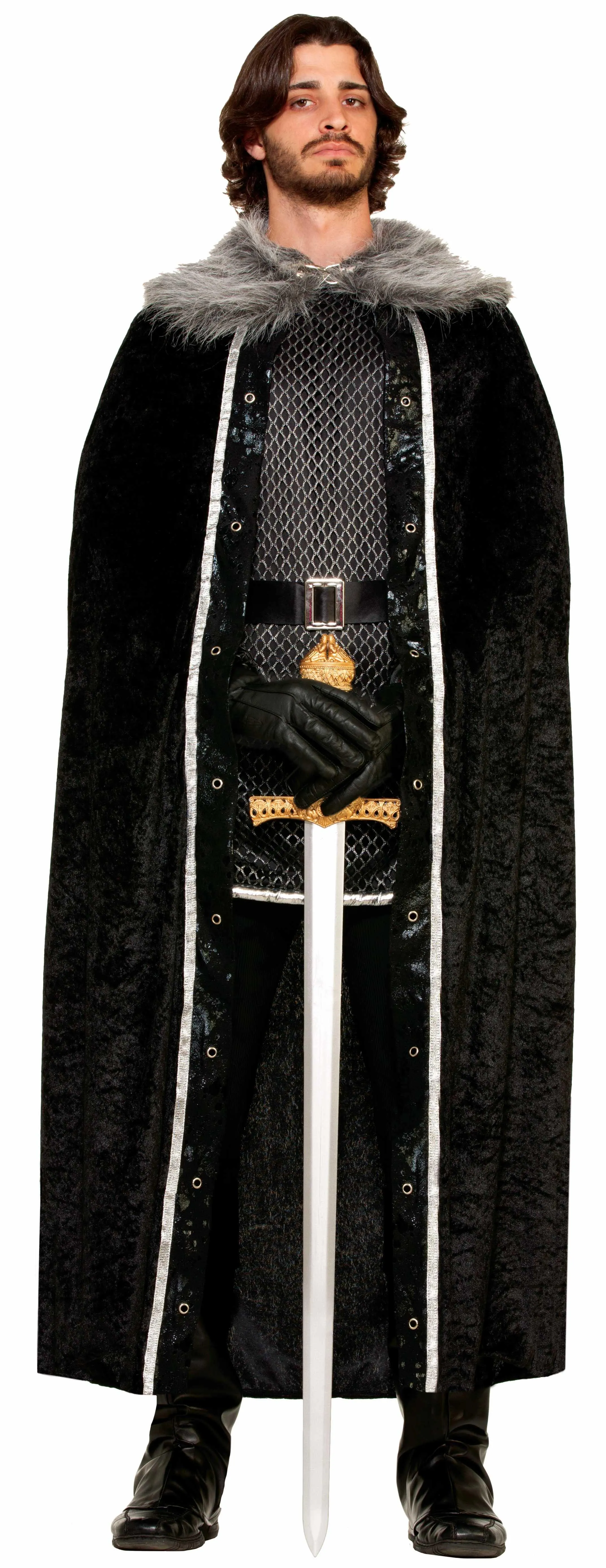 Cape with Faux Fur Trim Black