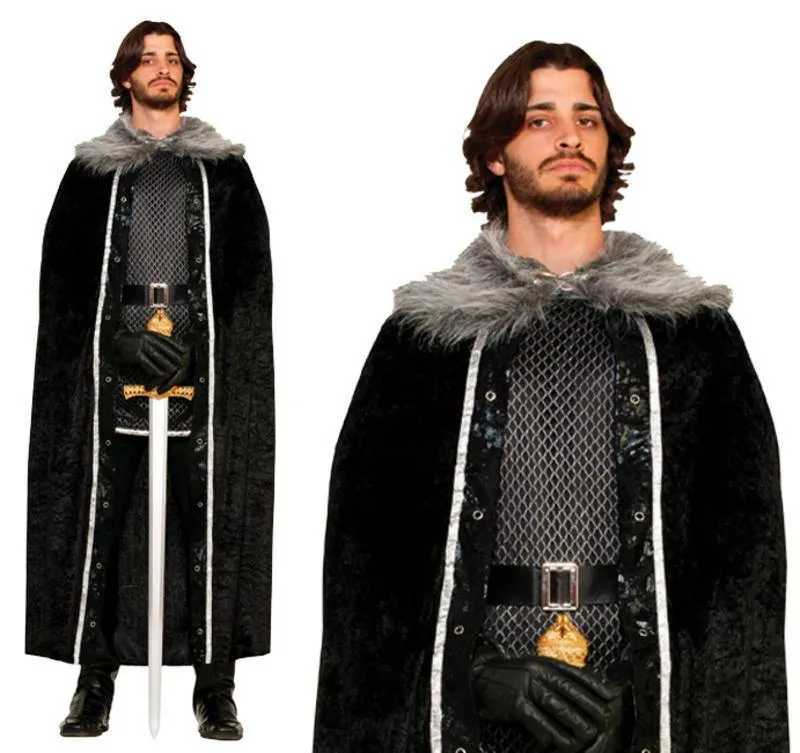 Cape with Faux Fur Trim Black