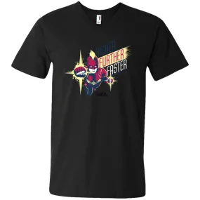 Captain Marvel Higher Further Faster Drawn Men V-Neck T-Shirt