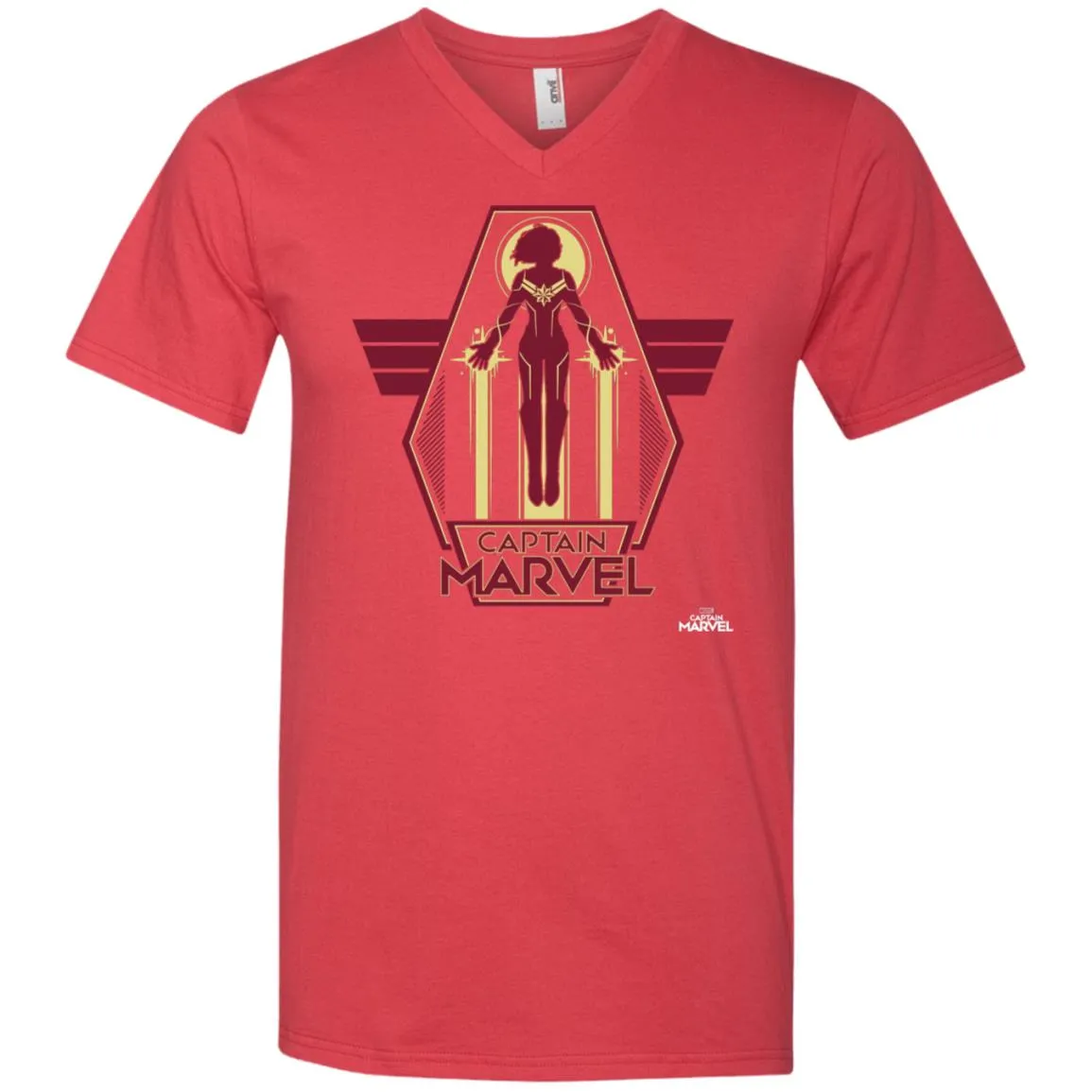 Captain Marvel Red Yellow Flight Powers Men V-Neck T-Shirt