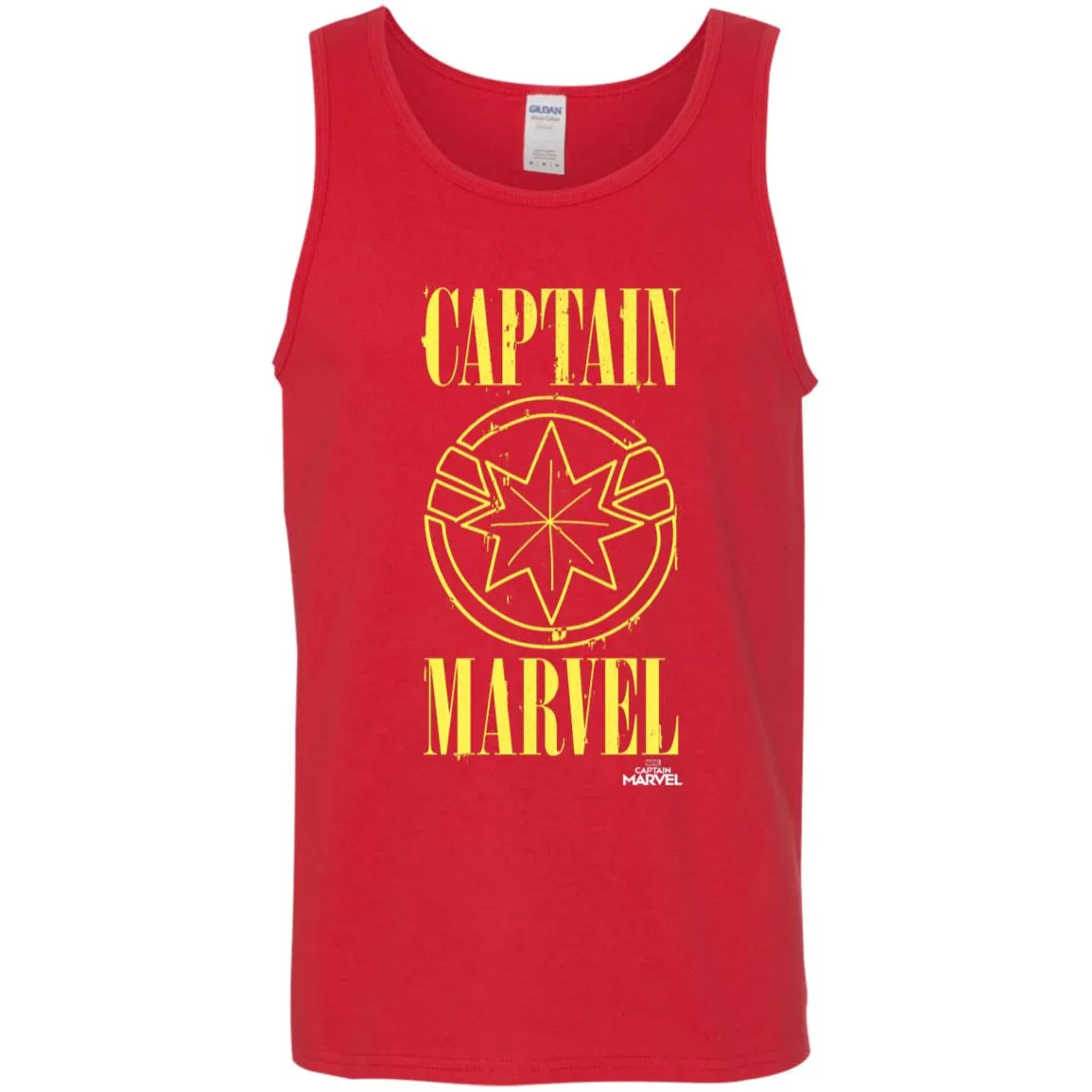 Captain Marvel Yellow Paint Drip Logo Men Cotton Tank