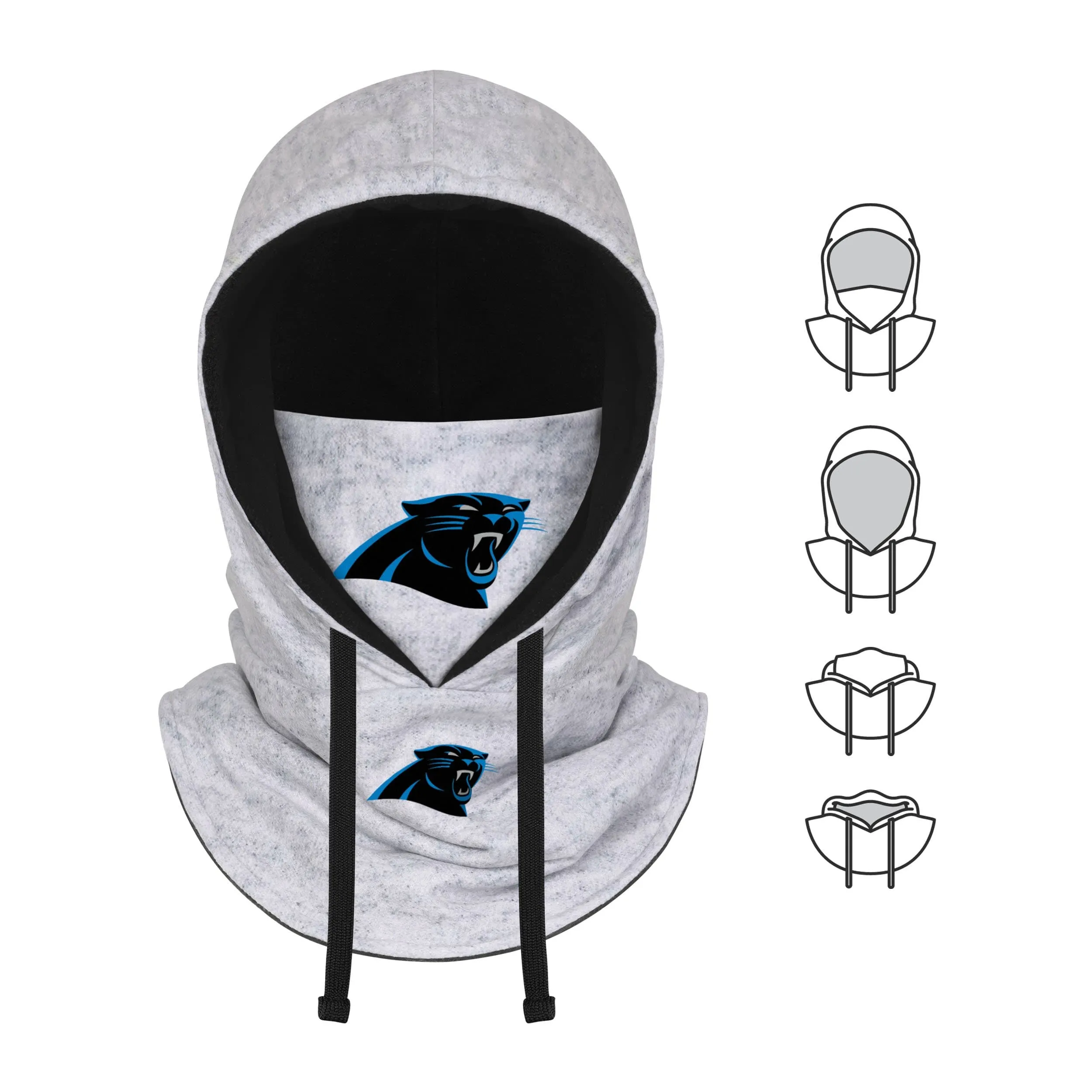 Carolina Panthers NFL Heather Gray Drawstring Hooded Gaiter Scarf