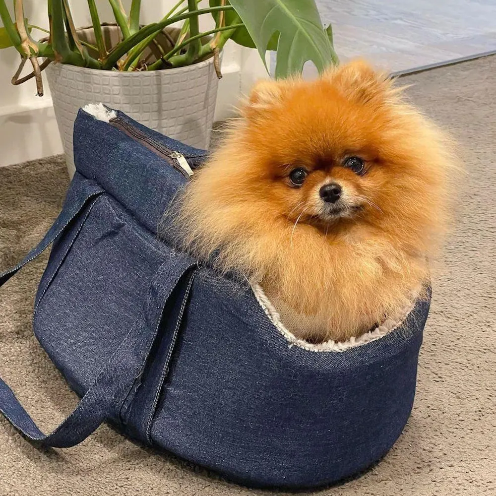 Classic Denim Luxury Dog Carrier