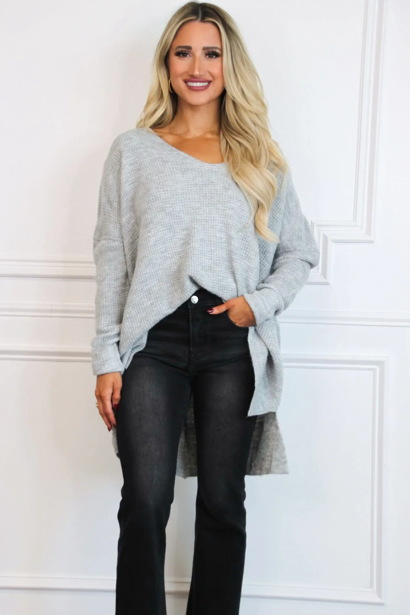 Closet Staple Oversized Lightweight Sweater: Light Gray