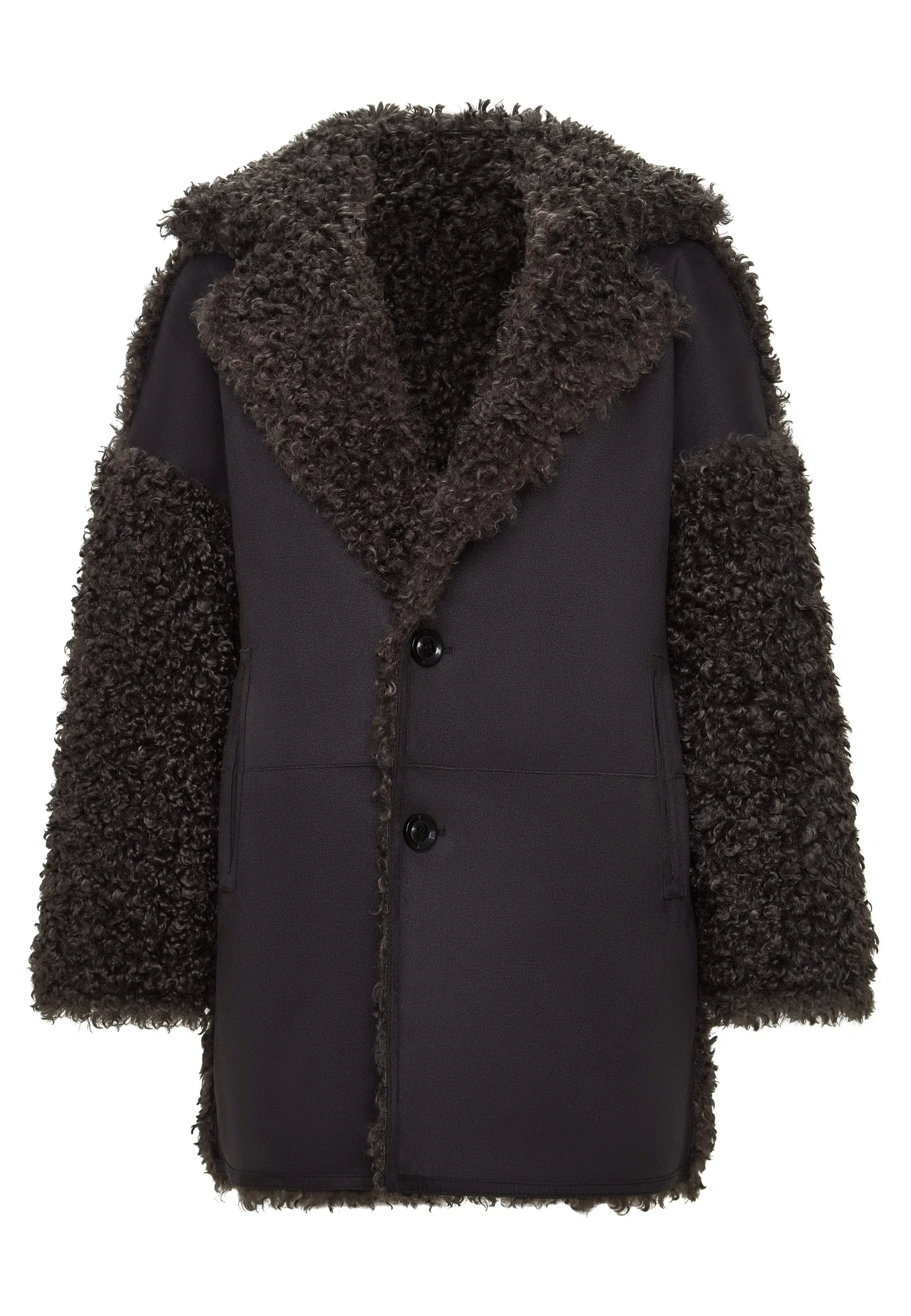 Cozy Black Shearling Coat Eva - Brown