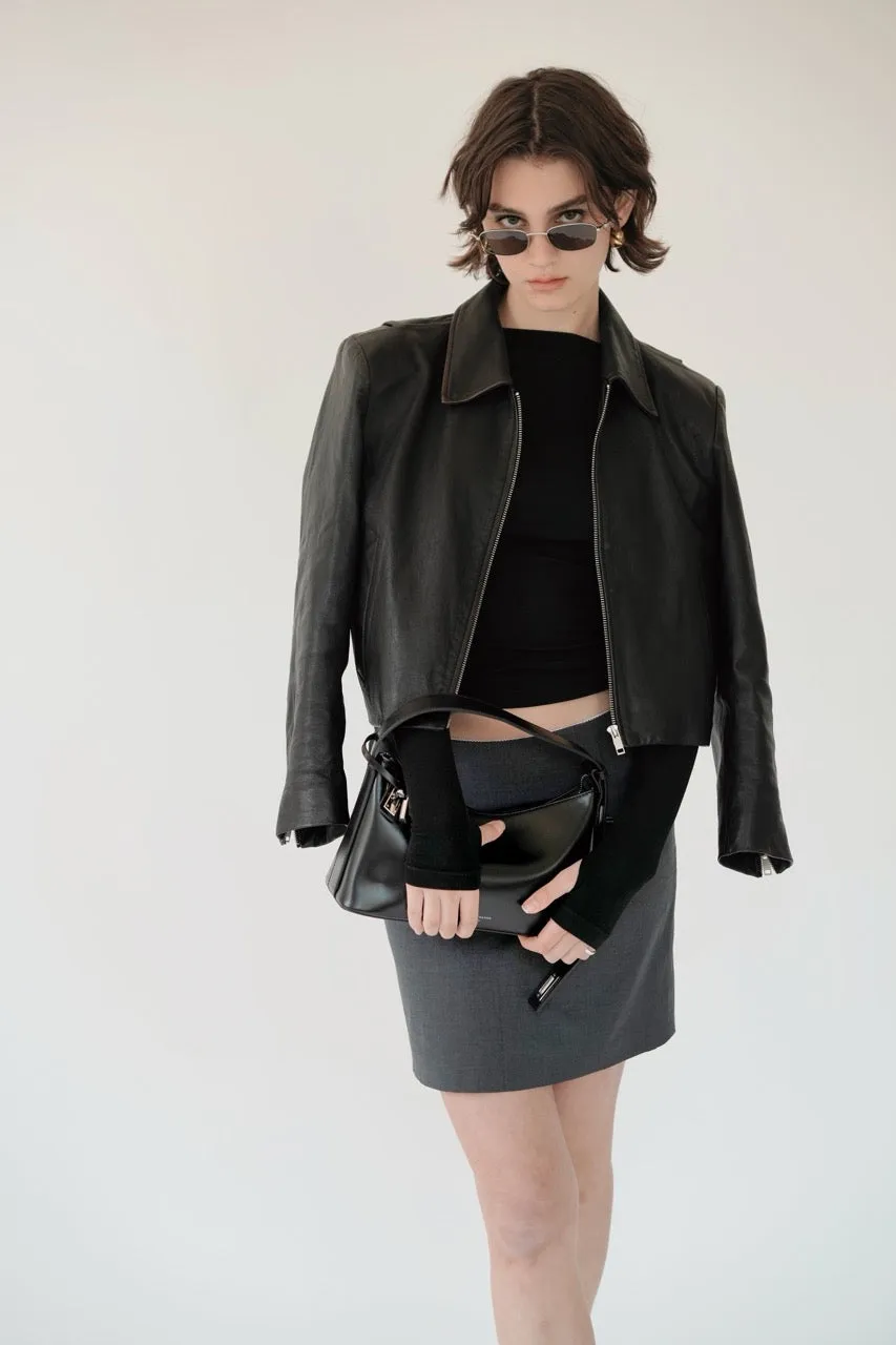 Cropped Leather Jacket (Final Sale)