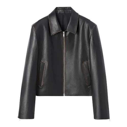 Cropped Leather Jacket (Final Sale)