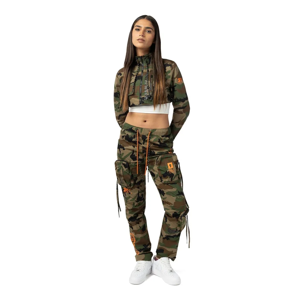 Cropped Utility Full Zip Jacket - Wood Camo