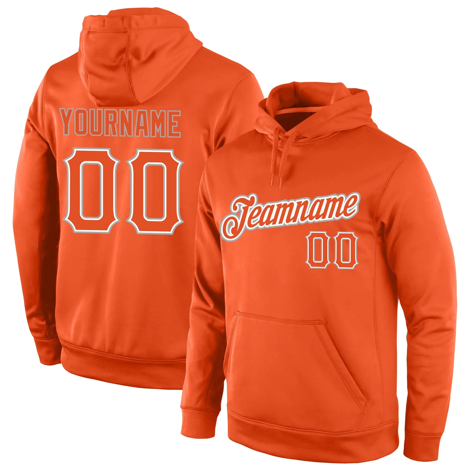 Custom Stitched Orange Orange-Gray Sports Pullover Sweatshirt Hoodie