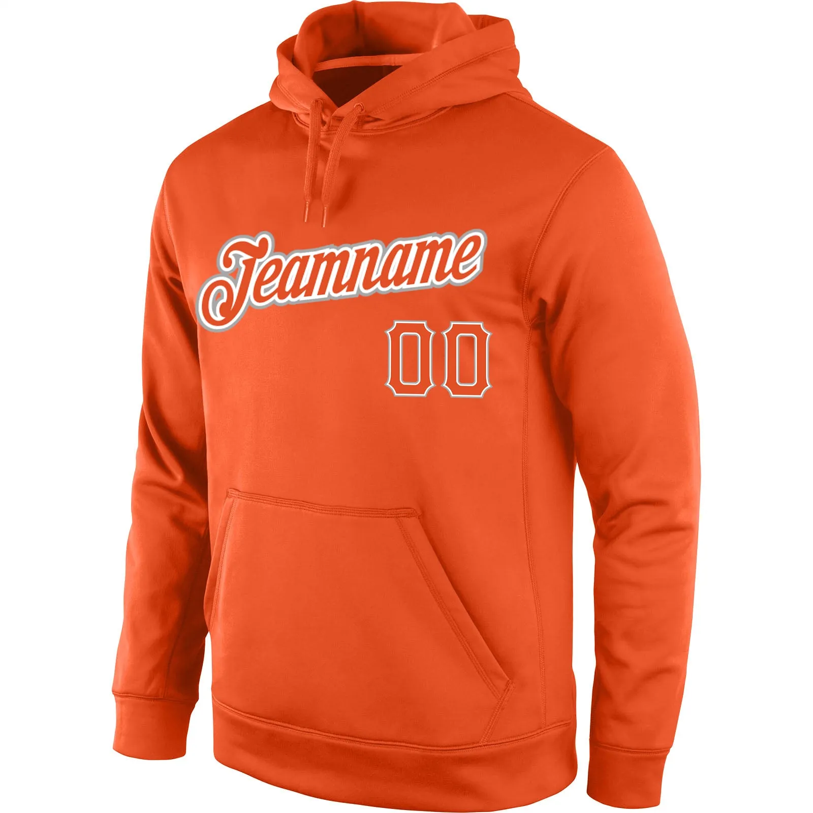 Custom Stitched Orange Orange-Gray Sports Pullover Sweatshirt Hoodie