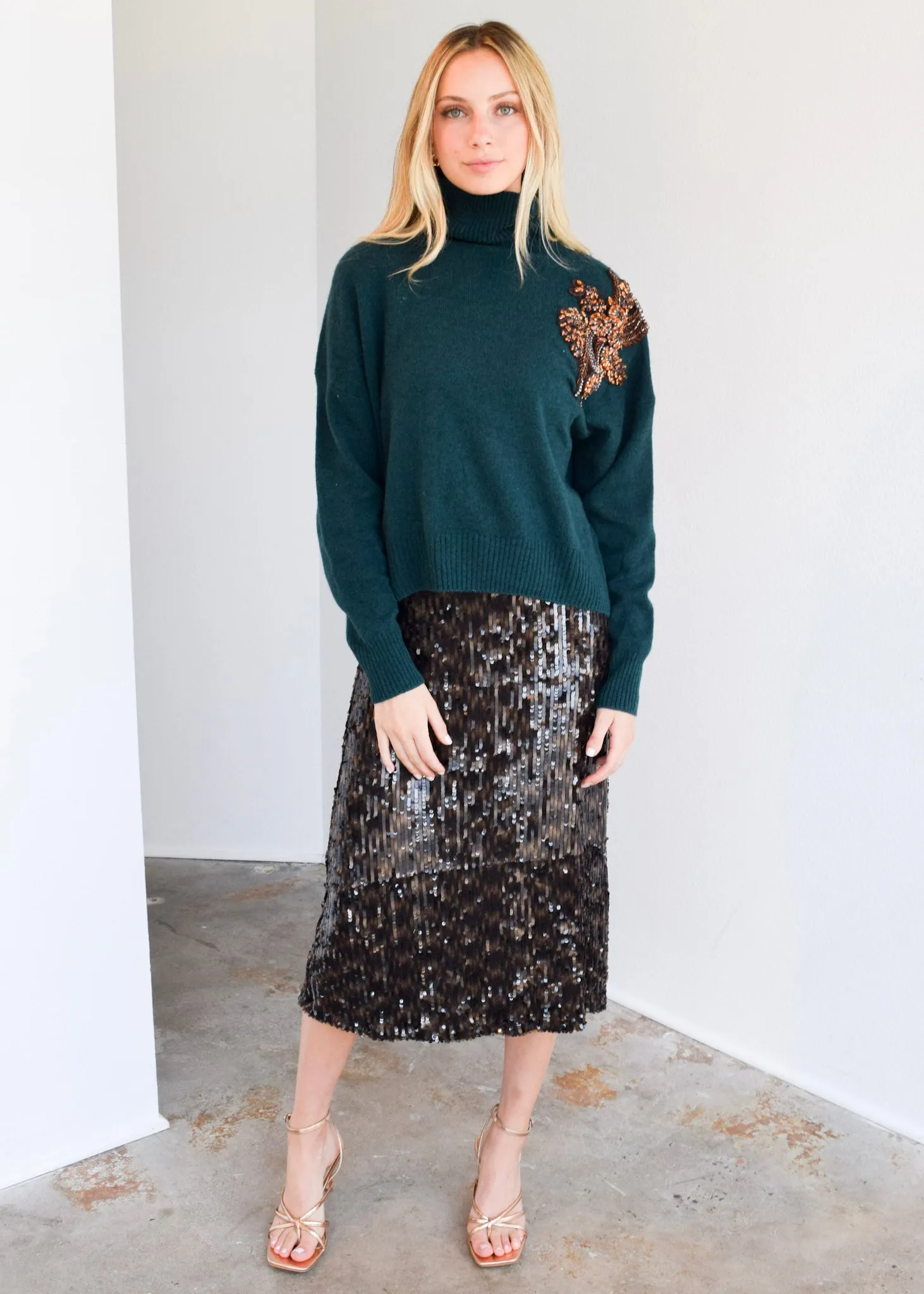 Daisy Skirt Bronze Sequin