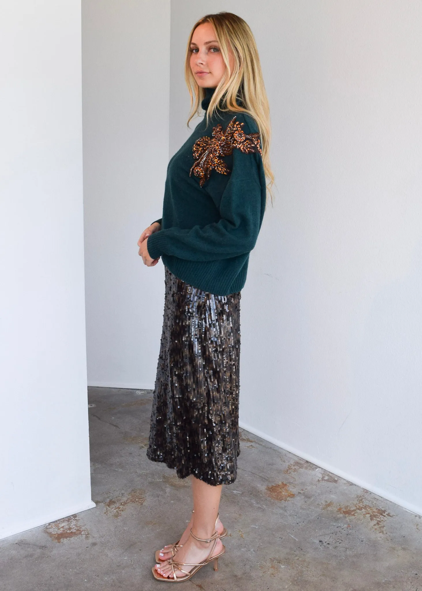 Daisy Skirt Bronze Sequin