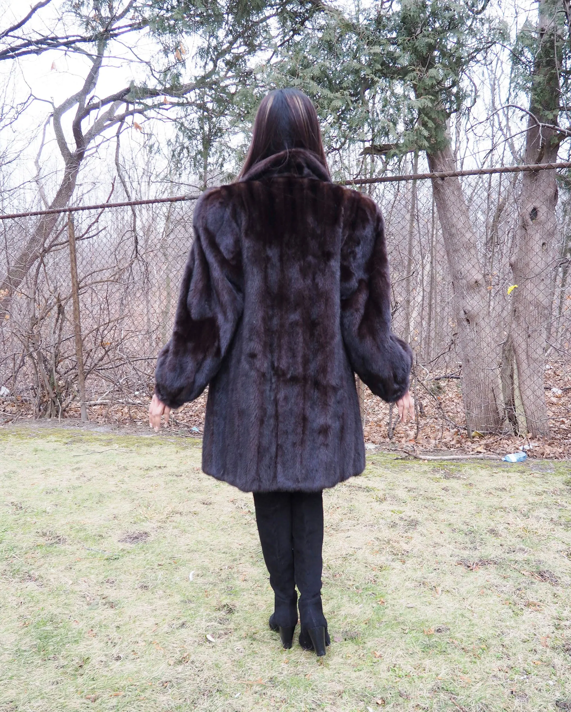 Dark Ranch Female Black Mink Fur Jacket Coat M